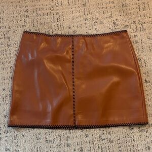 Amanda Uprichard Faux Leather Mini Skirt in chestnut Brown